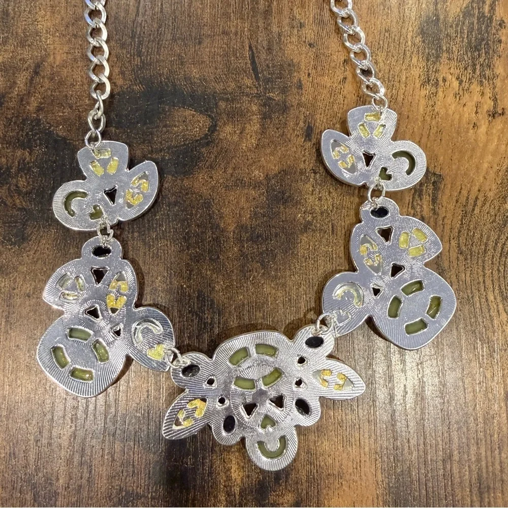 Peridot Citrine Colored Crystal Statement Y2K Chunky Necklace